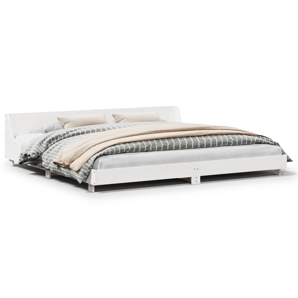 Bed Frame without Mattress White 180x200 cm Super King Solid Wood Pine