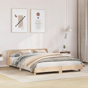 Bed Frame with Headboard 150x200 cm King Size Solid Wood Pine