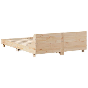 Bed Frame with Headboard 150x200 cm King Size Solid Wood Pine