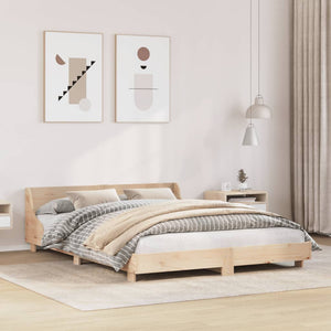 Bed Frame with Headboard 140x200 cm Solid Wood Pine