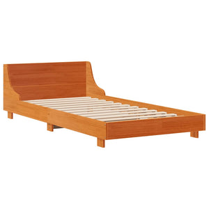 Bed Frame with Headboard Wax Brown 100x200 cm Solid Wood Pine