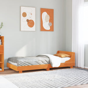 Bed Frame with Headboard Wax Brown 100x200 cm Solid Wood Pine