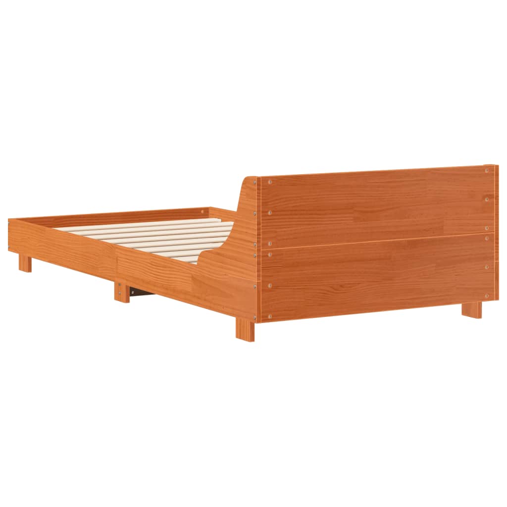 Bed Frame | Wax Brown | Solid Pine Wood and Plywood | Single | Durable