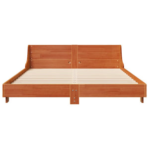 Bed Frame with Headboard Wax Brown 140x190 cm Solid Wood Pine