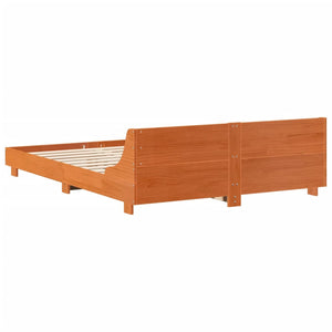 Bed Frame with Headboard Wax Brown 140x190 cm Solid Wood Pine