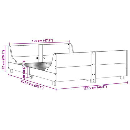 Bed Frame without Mattress 120x200 cm Solid Wood Pine