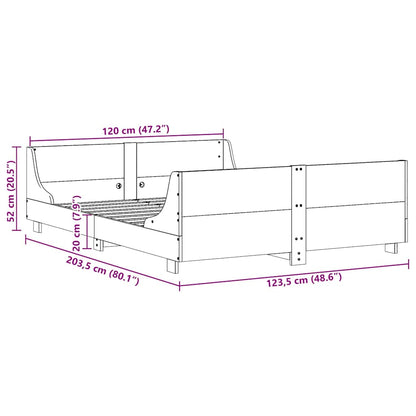 Bed Frame without Mattress Wax Brown 120x200 cm Solid Wood Pine
