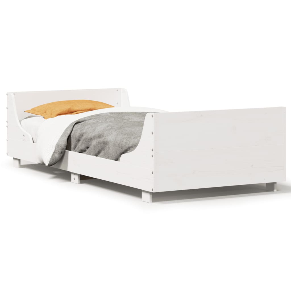 Bed Frame without Mattress White 100x200 cm Solid Wood Pine