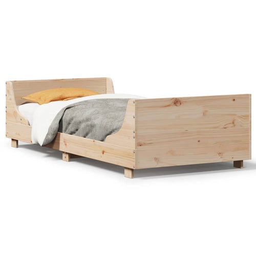 Bed Frame with Headboard 90x200 cm Solid Wood Pine