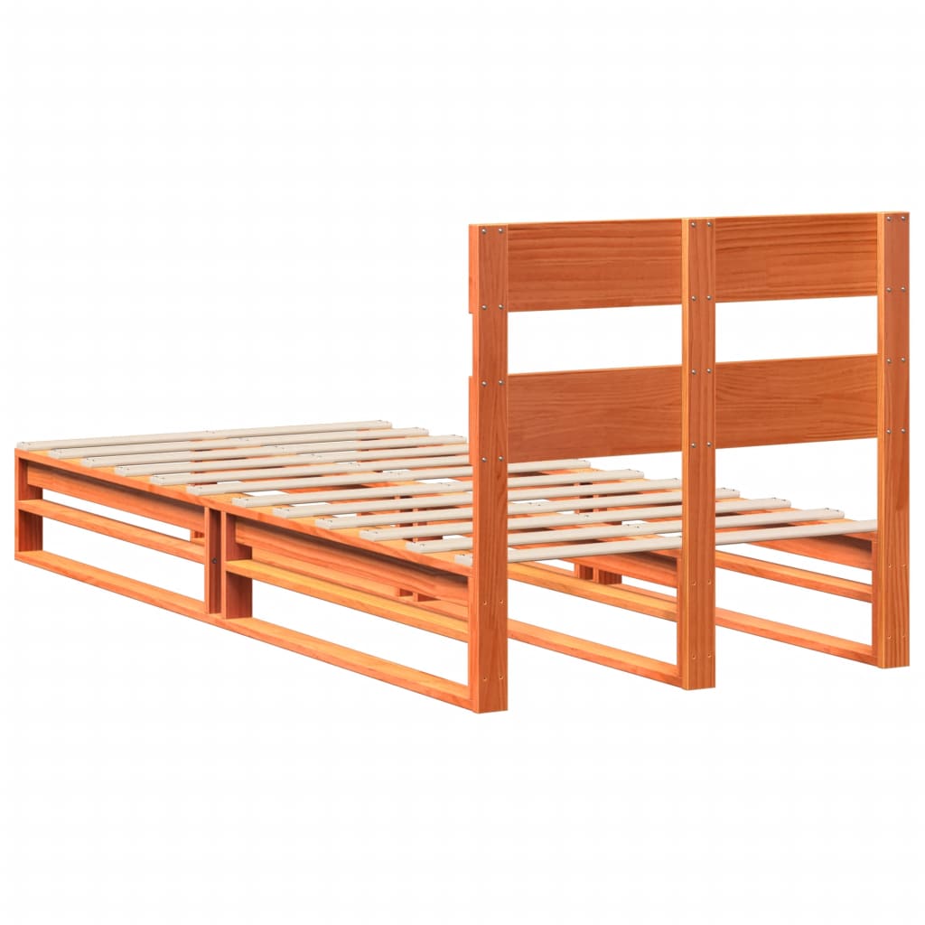 Bed Frame without Mattress Wax Brown 100x200 cm Solid Wood Pine