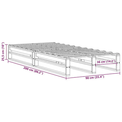 Bed Frame without Mattress White 90x200 cm Solid Wood Pine