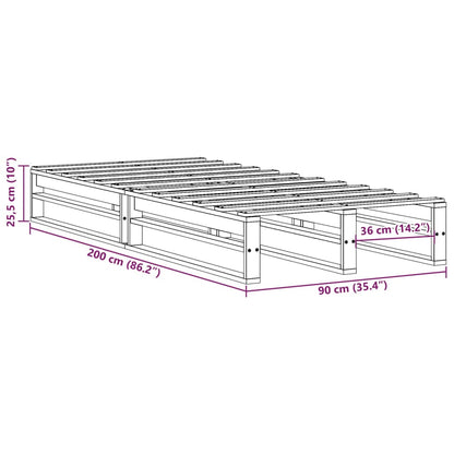 Bed Frame without Mattress Wax Brown 90x200 cm Solid Wood Pine