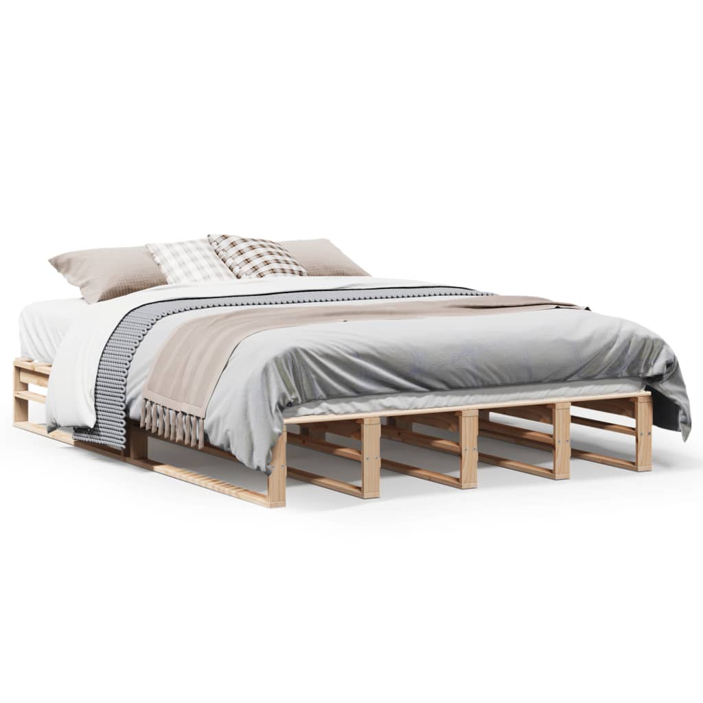 Bed Frame without Mattress 150x200 cm King Size Solid Wood Pine