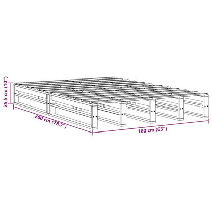 Bed Frame without Mattress White 160x200 cm Solid Wood Pine