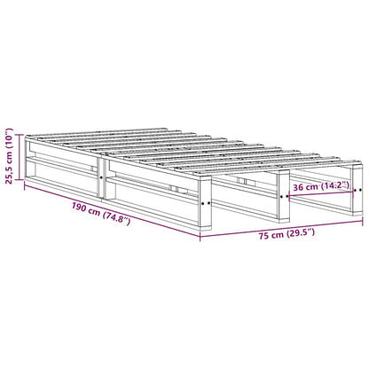 Bed Frame without Mattress White 75x190 cm Small Single Solid Wood Pine