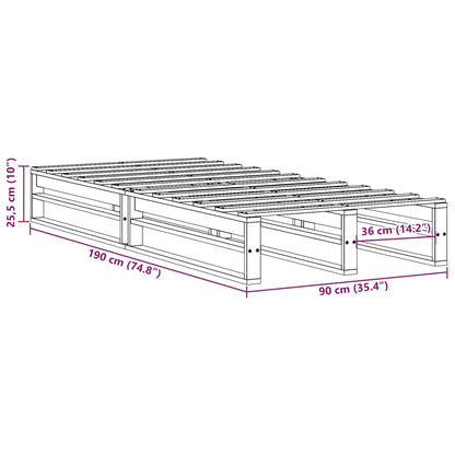 Bed Frame without Mattress 90x190 cm Single Solid Wood Pine