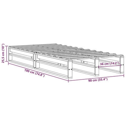Bed Frame without Mattress White 90x190 cm Single Solid Wood Pine