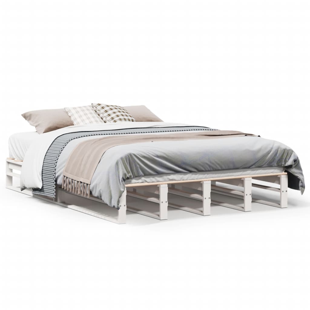 Bed Frame without Mattress White 120x190 cm Small Double Solid Wood Pine