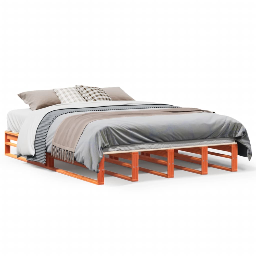 Bed Frame without Mattress Wax Brown 120x190 cm Small Double Solid Wood Pine