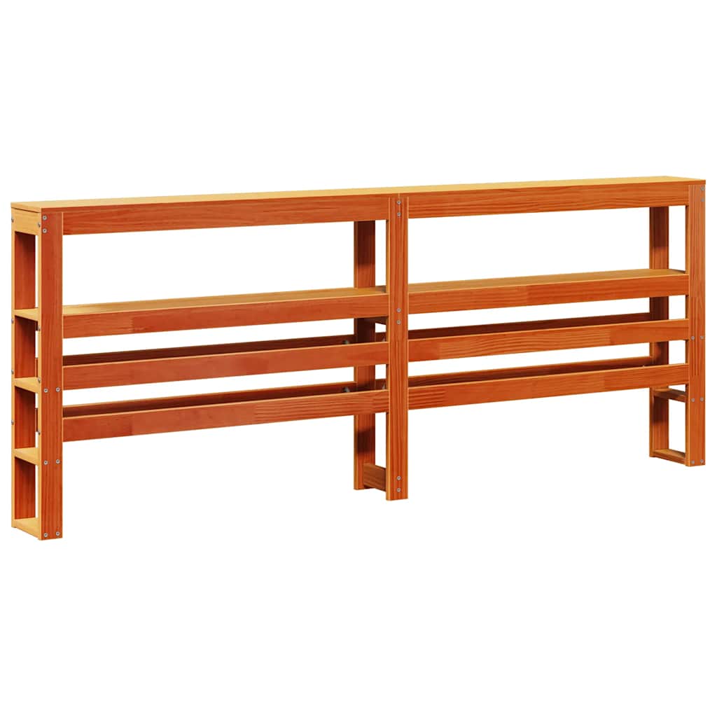 Headboard with Shelves Wax Brown 200 cm Solid Wood Pine