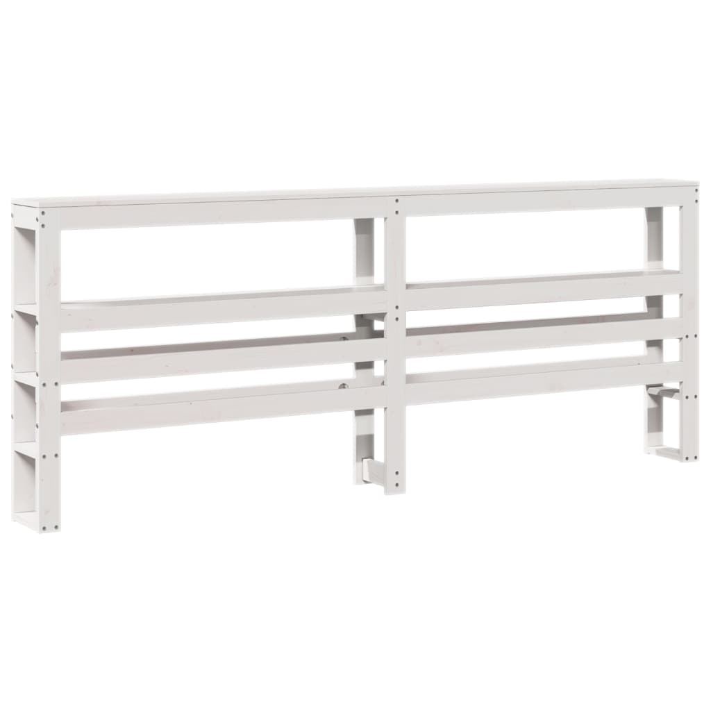 Headboard with Shelves White 180 cm Solid Wood Pine