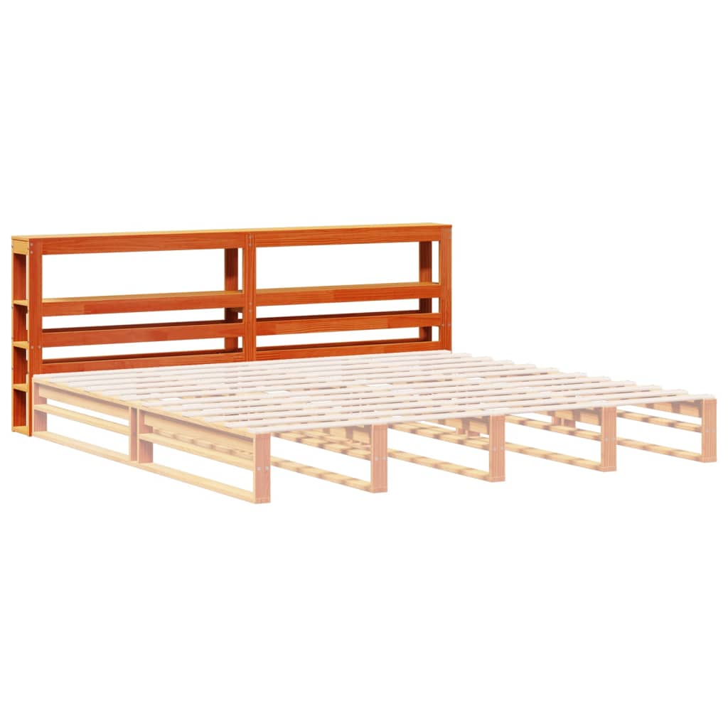 Headboard with Shelves Wax Brown 180 cm Solid Wood Pine