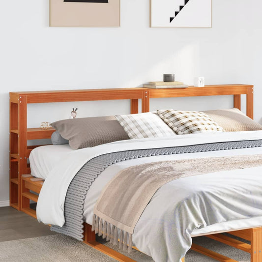 Headboard with Shelves Wax Brown 180 cm Solid Wood Pine