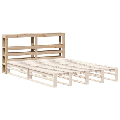 Headboard with Shelves 160 cm Solid Wood Pine