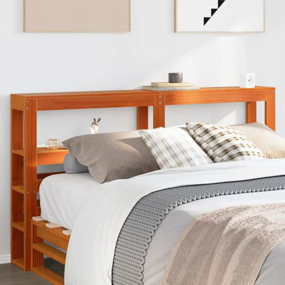 Headboard with Shelves Wax Brown 150 cm Solid Wood Pine