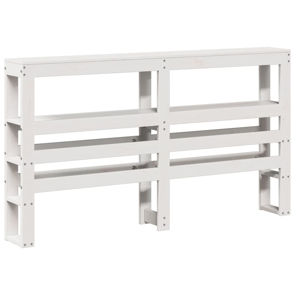 Headboard with Shelves White 140 cm Solid Wood Pine