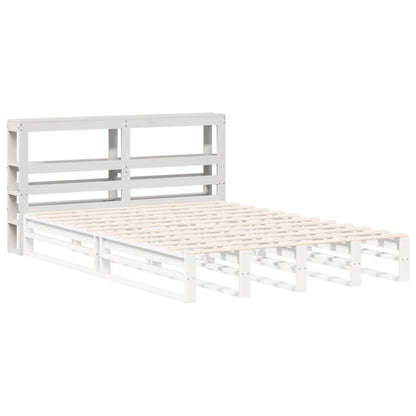 Headboard with Shelves White 140 cm Solid Wood Pine