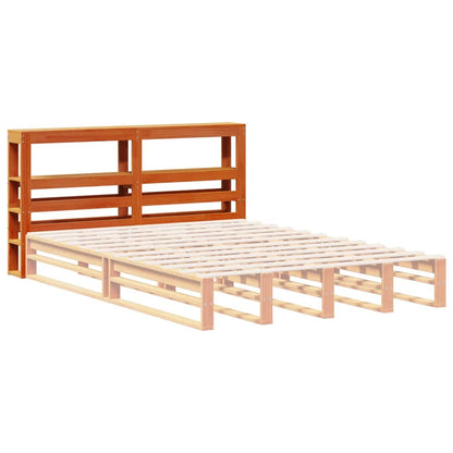 Headboard with Shelves Wax Brown 135 cm Solid Wood Pine