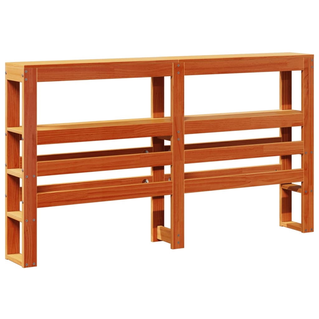 Headboard with Shelves Wax Brown 135 cm Solid Wood Pine
