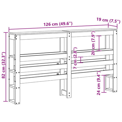 Headboard with Shelves 120 cm Solid Wood Pine