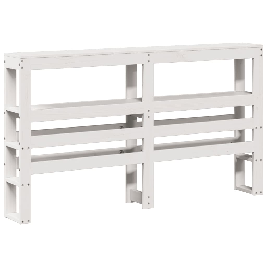 Headboard with Shelves White 120 cm Solid Wood Pine