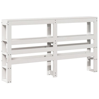 Headboard with Shelves White 120 cm Solid Wood Pine