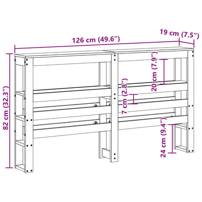 Headboard with Shelves White 120 cm Solid Wood Pine