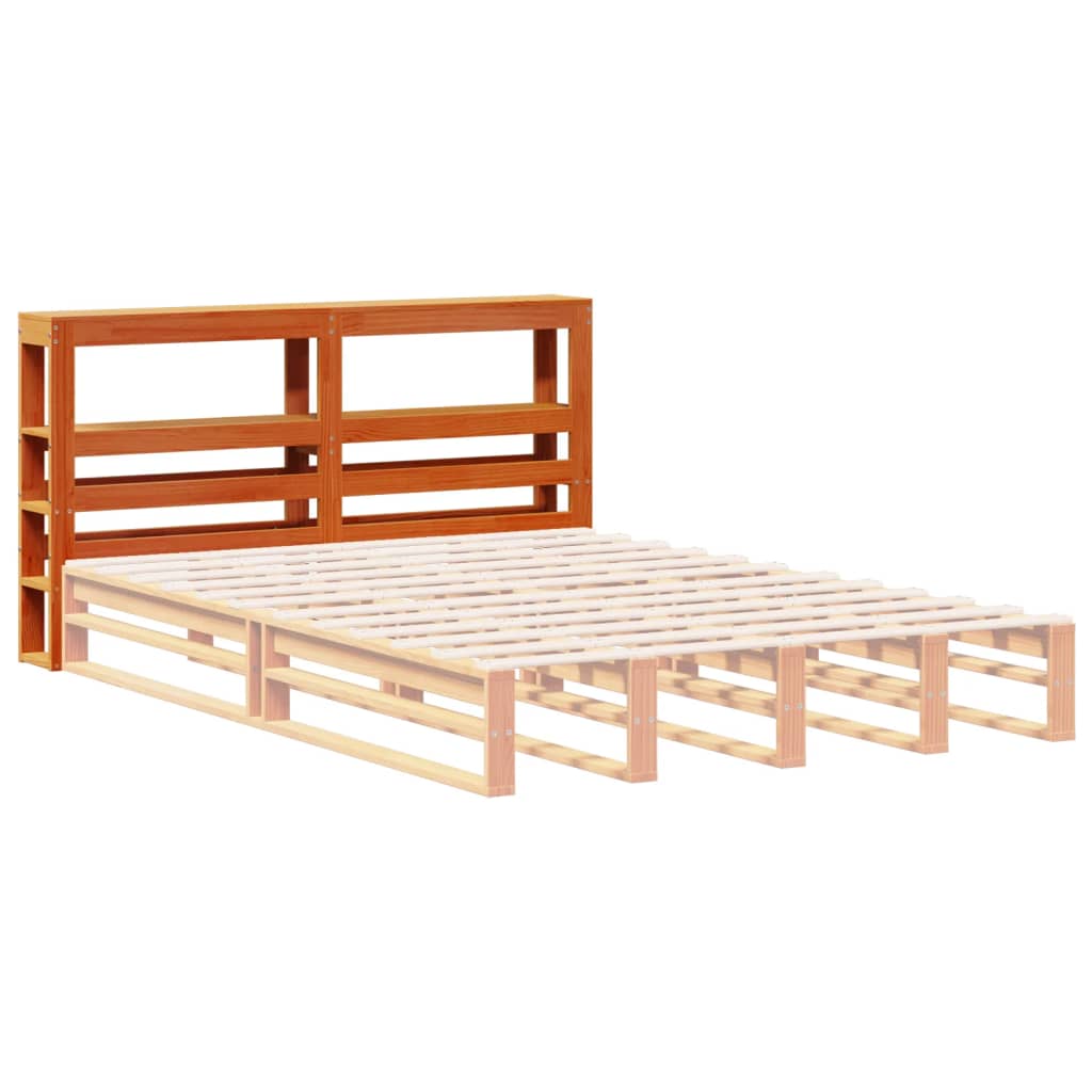 Headboard with Shelves Wax Brown 120 cm Solid Wood Pine