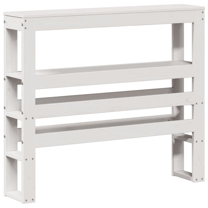 Headboard with Shelves White 75 cm Solid Wood Pine