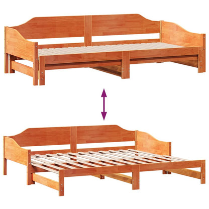 Daybed with Trundle without Mattress Wax Brown 80x200 cm Solid Wood