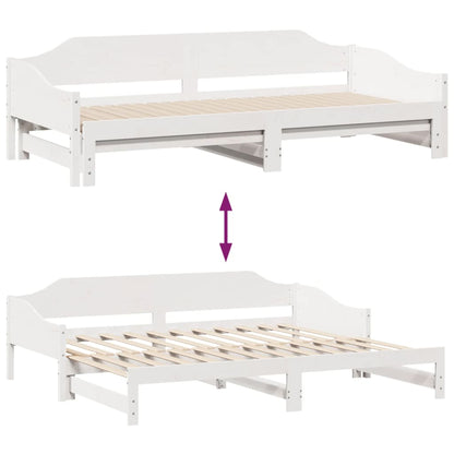 Daybed with Trundle without Mattress White 90x200 cm Solid Wood