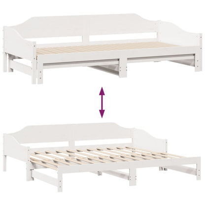 Daybed with Trundle without Mattress White 90x190 cm Single Solid Wood