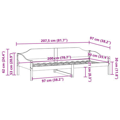 Bed Frame without Mattress 90x200 cm Solid Wood Pine