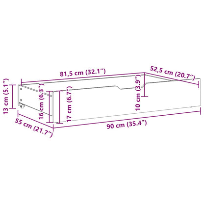 Under-Bed Drawers with Wheels 2 pcs 90x55x17 cm Solid Wood Pine