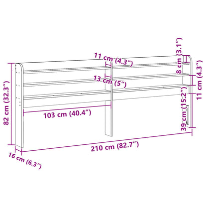 Headboard with Shelves 200 cm Solid Wood Pine
