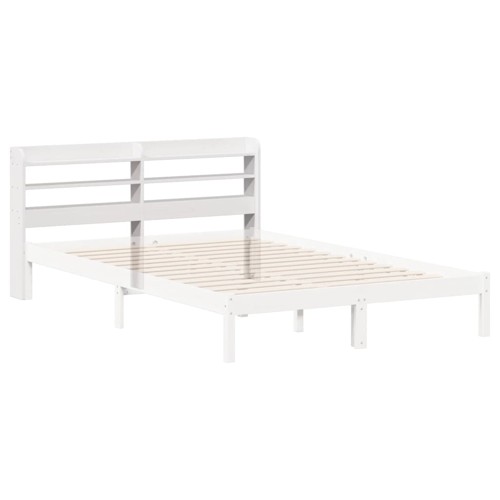 Headboard with Shelves White 160 cm Solid Wood Pine