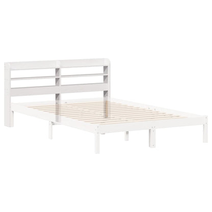 Headboard with Shelves White 140 cm Solid Wood Pine