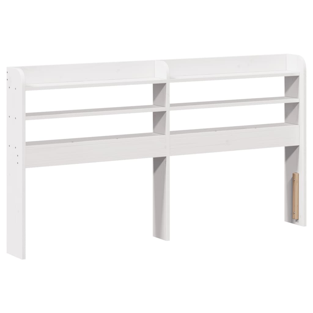 Headboard with Shelves White 135 cm Solid Wood Pine