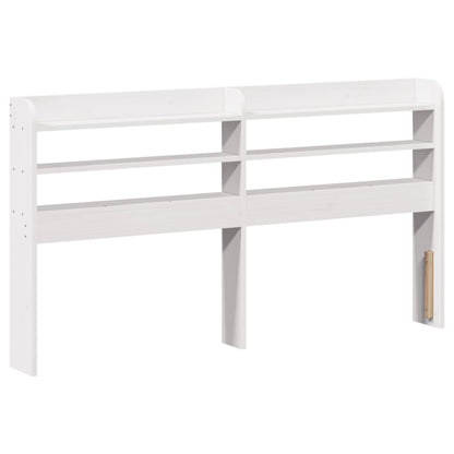 Headboard with Shelves White 135 cm Solid Wood Pine
