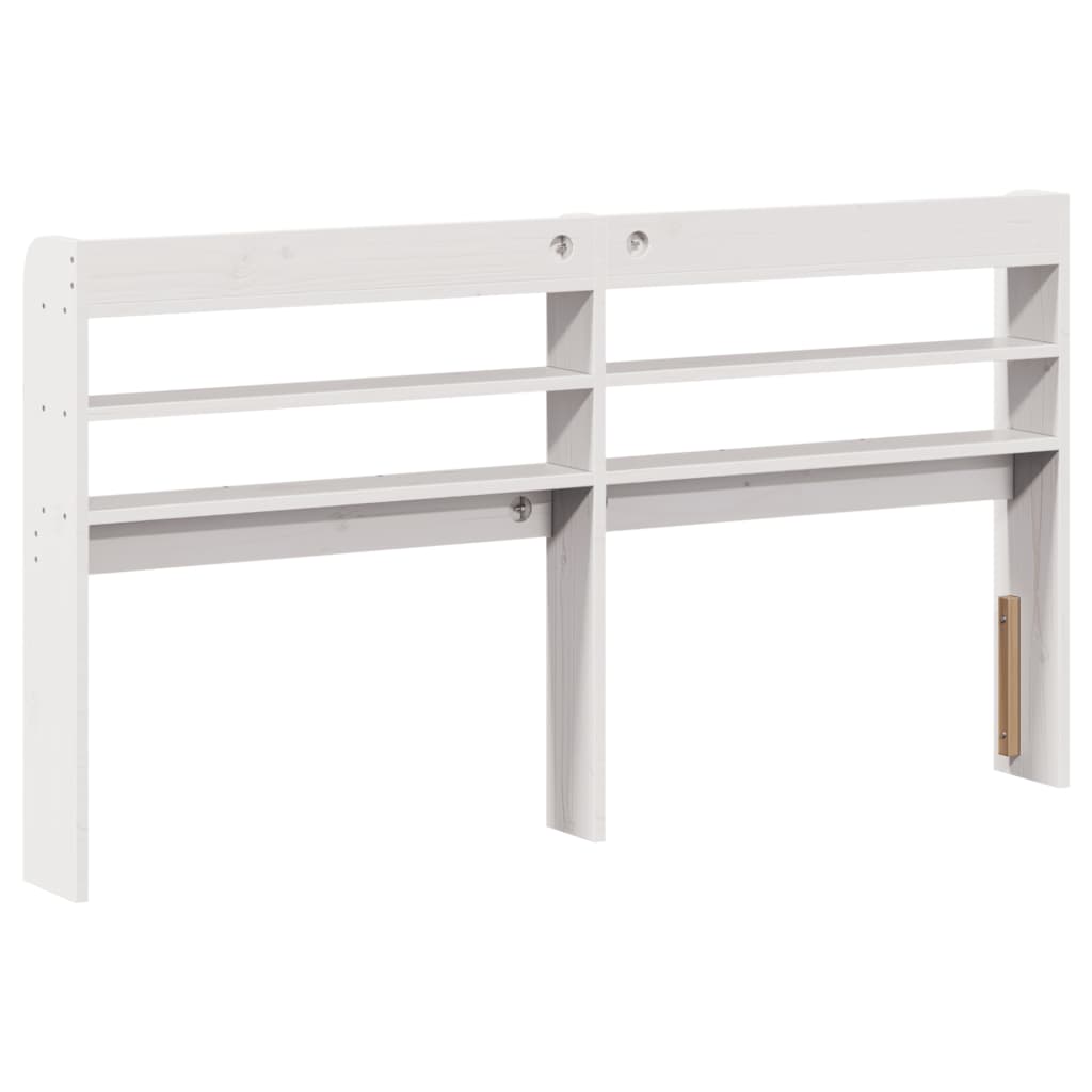 Headboard with Shelves White 135 cm Solid Wood Pine